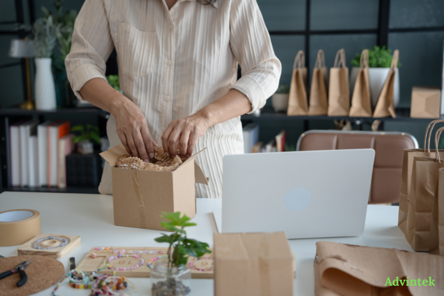 PINT AE Format Explained: The UAE’s Mandatory XML Invoice Standard 2 Small business owner preparing orders with fta compliant e-invoicing solution for UAE e-invoicing
