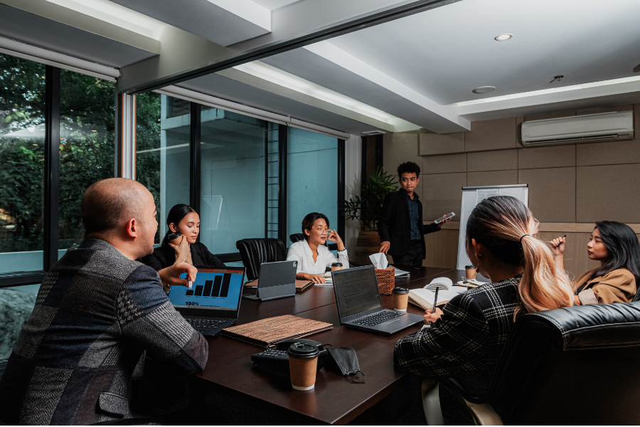 finance team discussing ERP integration 
